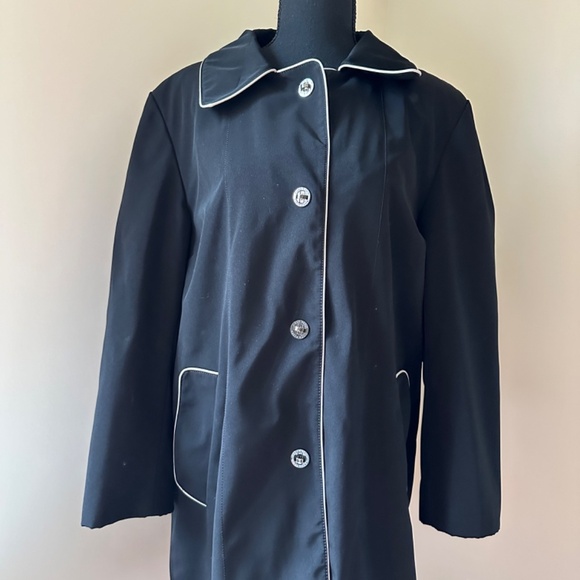 **ANNE KLEIN* Black x Tan Long Sleeve Button Down Jacket - Picture 1 of 7